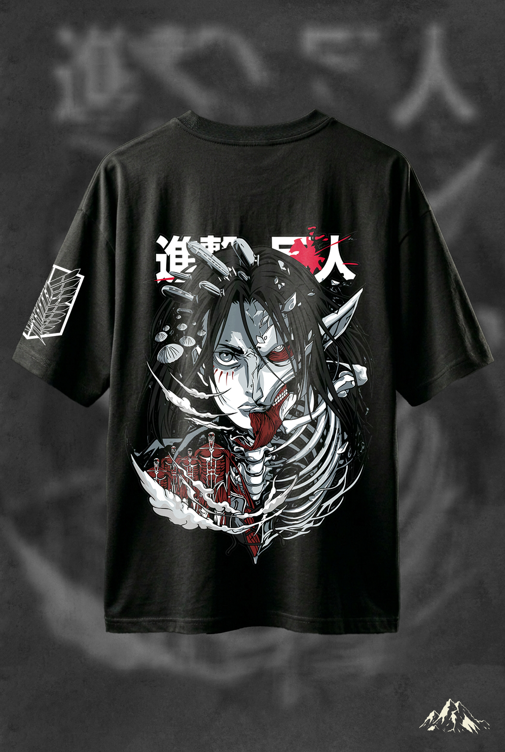 ATTACK ON TITAN EREN YAEGAR Biowash Drop-shoulder Oversized T-shirt 240GSM